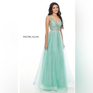 NWT Rachel Allan 7136 - Sz 2 - Teal Evening Dress